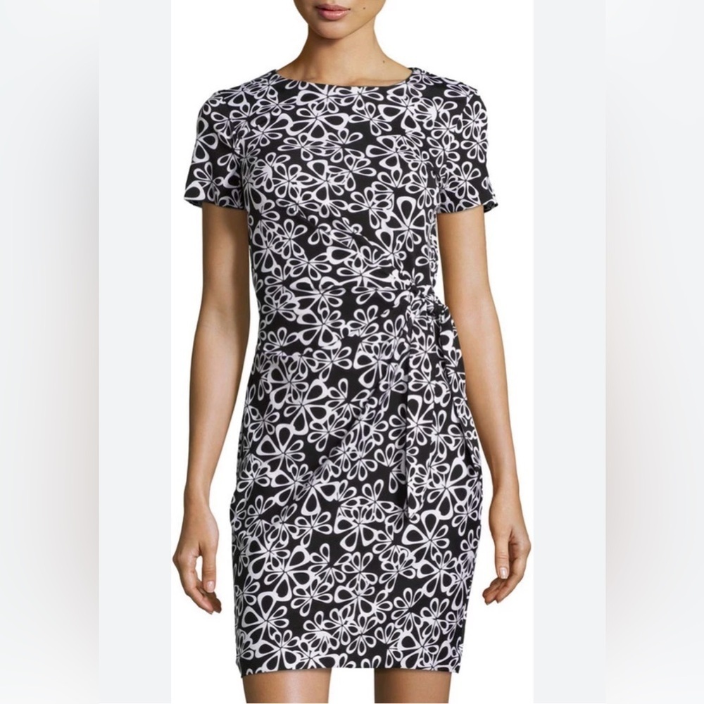 Diane Von Furstenberg Zoe Halo Petal Sheath Dress Black White Size 8